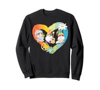 Chitarra con gnomi della Pace, Cuore Arcobaleno, Stile Hippie Anni '60 Felpa