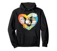 Chitarra con gnomi della Pace, Cuore Arcobaleno, Stile Hippie Anni '60 Felpa con Cappuccio