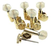 Chitarra di Ricambio per Meccaniche Il Pulsante Autobloccante Della Paletta Della Chitarra Elettrica Dorata Può Bloccare L'asse Delle Corde Di Giada Dell'avvolgitore Delle Corde(3 left 3 right)