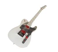 Chitarra elettrica a corpo solido, bianca personalizzata con battipenna cromato e humbucker rossi, dimensioni standard a 6 corde for palcoscenici rock (Guitarra Electrica)
