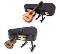 Chitarra elettrica basso in miniatura, modello in legno con espositore e custodia protettiva, strumento musicale da collezione per appassionati di musica e collezionisti, ideale per decorazione
