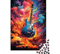 Chitarra Elettrica Blu Opera Artistica Puzzle 1000 Pezzi Puzzle per Adulti Set Puzzle 1000 Pezzi Scena Astratta Vivace Relax Casa Regalo Famiglia 70x50cm/1000pcs