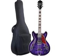 Chitarra Elettrica Chitarra Elettrica Jazz Con Corpo Semi Cavo Cordiera Trapezoidale Ponte E Custodia Morbida(Purple)