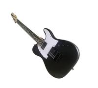 Chitarra elettrica dal corpo solido, stile T nero opaco con doppio humbucker e battipenna bianco, 6 corde full size for performance sul palco rock studio (Guitarra Electrica)