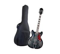 Chitarra Elettrica Jazz Con Ponte E Borsa Trapezoidali Con Cordiera Semi Cava(Black2)
