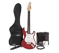 Chitarra Elettrica LA 3/4 + Pacchetto con Amplificatore Wine Red | Per Giovani Suonatori, Design Confortevole e Facile da Usare, Ampli Portatile con Uscita Cuffie, Custodia Inclusa