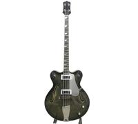 Chitarra Elettrica Per Pratica Set Basso Elettrico Jazz Professionale Semi-cavo A 4 Corde Fatto A Mano Con Foro A F Nero Trasparente