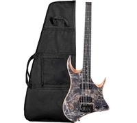 Chitarra Elettrica Per Pratica Set Chitarra Elettrica A 6 Corde Senza Paletta Corpo In Mogano Con Custodia Morbida(Black)