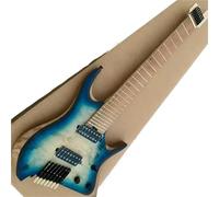 Chitarra Elettrica Per Pratica Set Chitarra Elettrica Senza Paletta Con Sette Corde E Tasti Obliqui Con Superficie In Radica Blu