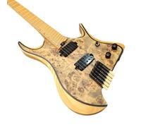 Chitarra elettrica senza testa, 6 corde Fanned Fret Chitarra,Manico in acero tostato 24 Fret Chitarra professionale