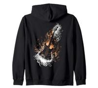 Chitarra elettrica Smoke Swirl e fiamme rock passion band Felpa con Cappuccio
