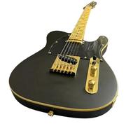 Chitarra elettrica Solid Body, nero opaco con hardware e rilegatura dorati, pickup single coil, full size 39" for palco studio (Guitarra Electrica)