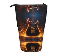 Chitarra Elettrica Stampa Telescopica In Piedi Matita Bag/Stand Up Cancelleria Bag/Makeup Bag/, Nero , Taglia unica