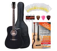 Chitarra Elettroacustica 3-Band EQ Dreadnought Cutaway Set Custodia Plettri Nero