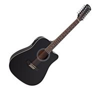 Chitarra Elettroacustica Dreadnought a 12 Corde di Gear4music, Nero | Preamplificatore integrato con EQ 3 bande, tono distintivo a 12 corde, corpo in tiglio, pronta da suonare subito