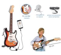 Chitarra Elettronica Rock con Tracolla Microfono a Casco 6 Corde in Metallo