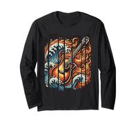 Chitarra Fire Waves Chitarrista Acustico Rocker Uomini Donne Bambini Maglia a Manica