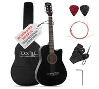 Chitarra Folk Acustica 6 Corde Dreadnought corpo Slim Line Set Completo Nero