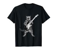 Chitarra Gatto Rock Metal Tabby Musicista Feline Riff Maglietta