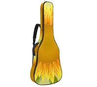 Chitarra Gig Bag Impermeabile Cerniera Morbida Chitarra Zaino, Basso Acustico & Classica Folk Chitarra Elettrica Borsa Grande Giallo Girasole Fiore