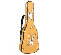 Chitarra Gig Bag Impermeabile Cerniera Morbida Chitarra Zaino, Basso Acustico & Classica Folk Chitarra Elettrica Borsa Divertente Cartoon Corgi Bones Pattern