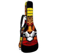 Chitarra Gig Bag Impermeabile Cerniera Morbida Chitarra Zaino, Basso Acustico & Classica Folk Chitarra Elettrica Borsa Retro Tiger Di fronte Al Tramonto