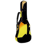 Chitarra Gig Bag Impermeabile Cerniera Morbida Chitarra Zaino, Basso Acustico & Classica Folk Chitarra Elettrica Turbine Vento Albero Tramonto Silhouette