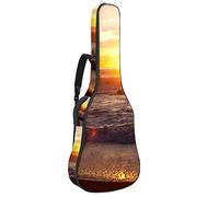 Chitarra Gig Bag Impermeabile Cerniera Morbida Chitarra Zaino, Basso Acustico & Classica Folk Chitarra Elettrica Beach Sunset