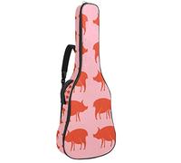 Chitarra Gig Bag Impermeabile Cerniera Morbida Chitarra Zaino, Basso Acustico & Classica Folk Chitarra Elettrica Borsa Farm Pigs Pattern Rosa Sfondo