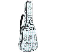 Chitarra Gig Bag Impermeabile Cerniera Morbida Chitarra Zaino, Basso Acustico & Classica Folk Chitarra Elettrica Borsa Disegnata A Mano A Scuola