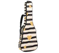 Chitarra Gig Bag Impermeabile Cerniera Morbida Chitarra Zaino, Basso Acustico & Classica Folk Chitarra Elettrica A Righe Golden Hearts Pattern