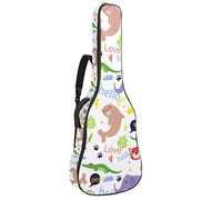 Chitarra Gig Bag Impermeabile Cerniera Morbida Chitarra Zaino, Basso Acustico & Classica Folk Chitarra Elettrica Borsa Divertente Animali Parole Modello