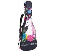 Chitarra Gig Bag Impermeabile Cerniera Morbida Chitarra Zaino, Basso Acustico & Classica Folk Chitarra Elettrica Borsa Unicorns Are Real Flower
