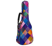Chitarra Gig Bag Impermeabile Cerniera Morbida Chitarra Zaino, Basso Acustico & Classica Folk Chitarra Elettrica Borsa Astratto Colorato Geometrico Quadrato Modello