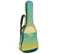 Chitarra Gig Bag Impermeabile Cerniera Morbida Chitarra Zaino, Basso Acustico & Classica Folk Chitarra Elettrica Beach Sunset