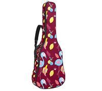 Chitarra Gig Bag Impermeabile Cerniera Morbida Chitarra Zaino, Basso Acustico & Classica Folk Chitarra Elettrica Borsa Punchy Pastello Fenicottero E Frutta