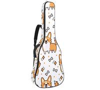 Chitarra Gig Bag Impermeabile Cerniera Morbida Chitarra Zaino, Basso Acustico & Classica Folk Chitarra Elettrica Borsa Bella Corgi Cani Bone Pattern