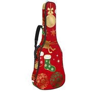 Chitarra Gig Bag Impermeabile Cerniera Morbida Chitarra Zaino, Basso Acustico & Classica Folk Chitarra Elettrica Borsa Rosso Natale Elementi Grafici