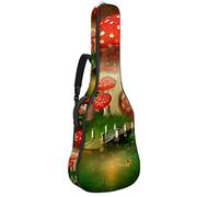 Chitarra Gig Bag Impermeabile Cerniera Morbida Chitarra Zaino, Basso Acustico & Classica Folk Chitarra Elettrica Borsa Colorata Cartoon Grande Funghi Casa