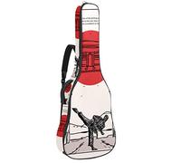 Chitarra Gig Bag Impermeabile Cerniera Morbida Chitarra Zaino, Basso Acustico & Classica Folk Chitarra Elettrica Borsa Giapponese Storico Edificio Dojo Disegnato A Mano