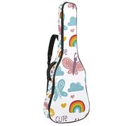 Chitarra Gig Bag Impermeabile Cerniera Morbida Chitarra Zaino, Basso Acustico & Classica Folk Chitarra Elettrica Borsa Divertente Doodle Farfalle Parole