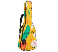Chitarra Gig Bag Impermeabile Cerniera Morbida Chitarra Zaino, Basso Acustico & Classica Folk Chitarra Elettrica Borsa Giallo Parole Gatti Modello