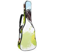 Chitarra Gig Bag Impermeabile Cerniera Morbida Chitarra Zaino, Basso Acustico & Classica Folk Chitarra Elettrica Borsa Farm Mucca Schizzo Acquerello Verde