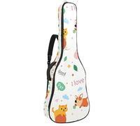 Chitarra Gig Bag Impermeabile Cerniera Morbida Chitarra Zaino, Basso Acustico & Classica Folk Chitarra Elettrica Borsa Animali Parole Colorate