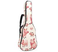 Chitarra Gig Bag Impermeabile Cerniera Morbida Chitarra Zaino, Basso Acustico & Classica Folk Chitarra Elettrica Borsa Bella Rosa Pig Farm Pattern