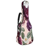 Chitarra Gig Bag Impermeabile Cerniera Morbida Chitarra Zaino, Basso Acustico & Classica Folk Chitarra Elettrica Borsa Romantico Floreale Peonia Grande Fiore