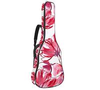 Chitarra Gig Bag Impermeabile Cerniera Morbida Chitarra Zaino, Basso Acustico & Classica Folk Chitarra Elettrica Borsa Acquerello Rosso Grande Vernice Floreale