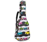 Chitarra Gig Bag Impermeabile Cerniera Morbida Chitarra Zaino, Basso Acustico & Classica Folk Chitarra Elettrica Borsa Colorato Cartoon Cars Pattern