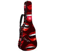 Chitarra Gig Bag Impermeabile Cerniera Morbida Chitarra Zaino, Basso Acustico & Classica Folk Chitarra Elettrica Borsa Sexy Red Lips Pattern