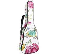 Chitarra Gig Bag Impermeabile Cerniera Morbida Chitarra Zaino, Basso Acustico & Classica Folk Chitarra Elettrica Borsa Grande Farfalla Su Fioritura Arbusti